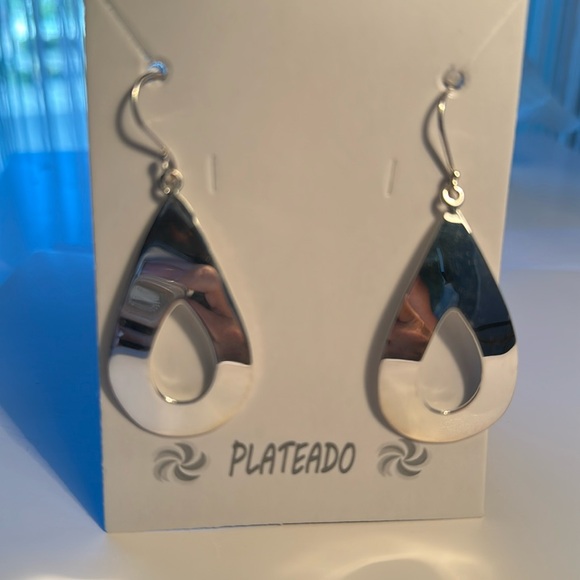 Oval Silver Drop Earrings | Open | NWT - Picture 1 of 3